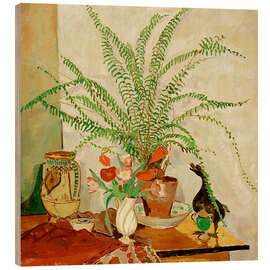 Holzbild Stilleben mit Blattpflanze - Oskar Moll