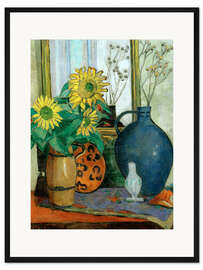 Gerahmter Kunstdruck Stillleben mit Sonnenblumen