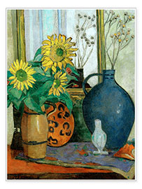 Veggbilde  Still-life with sunflowers and Matisse bowl - Oskar Moll