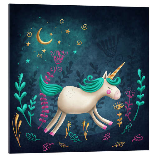 Akryylilasitaulu Unicorn in a magical forest I