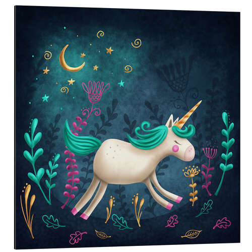 Cuadro de aluminio Unicorn in a magical forest I