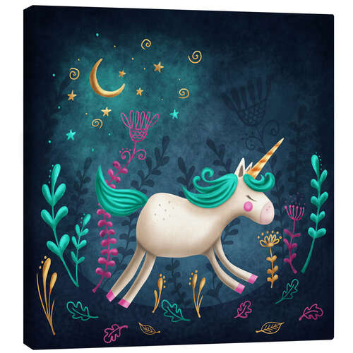 Canvas print Unicorn in a magical forest I