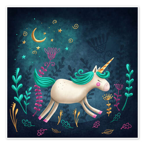 Juliste Unicorn in a magical forest I