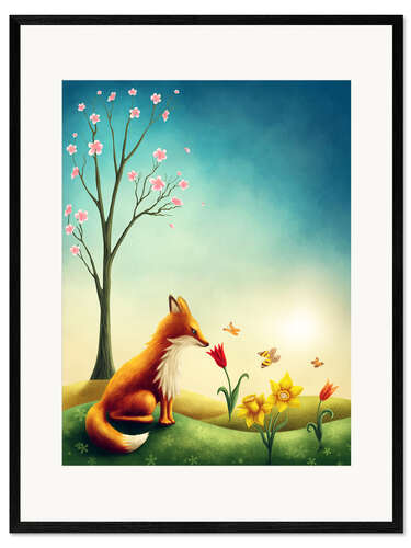 Plakat artystyczny premium w ramie Fox in the spring