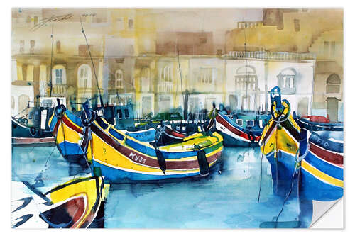 Selvklebende plakat Malta, Marsaxlokk, Boats II