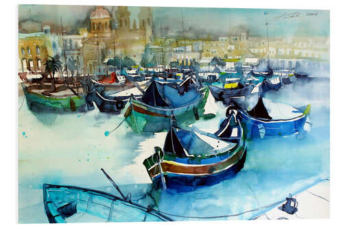 Foam board print Malta, Marsaxlokk, fishing boats