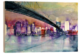 Holzbild New York, Brooklyn Bridge III - Johann Pickl