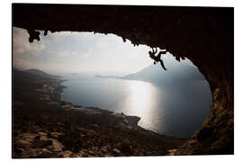 Magnettafel Silhouette eines Kletterers bei Sonnenuntergang