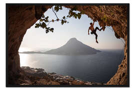Gerahmter Kunstdruck Kletterer auf der Insel Kalymnos, Griechenland