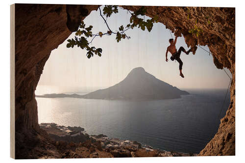 Tableau en bois Grimpeur sur l'île de Kalymnos, Grèce