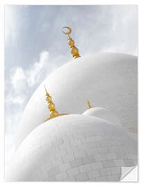 Selvklebende plakat white cupolas of sheikh zayed mosque