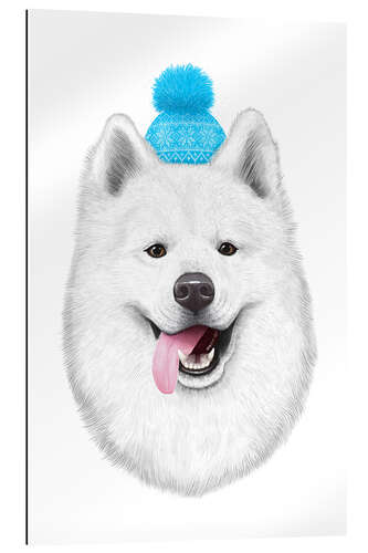 Gallery print Samoyed with bobble hat