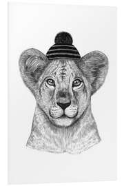 Foam board print Lion child with cap