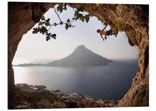 Print på aluminium Rock climber on Kalymnos Island