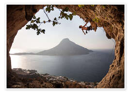 Print  Rock climber on Kalymnos Island