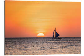 Tableau en plexi-alu Voilier au coucher du soleil