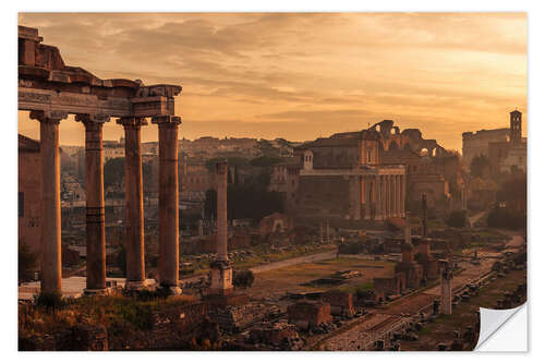 Selvklebende plakat Rome : the Temple of Saturn