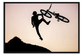 Gerahmter Kunstdruck Fahrradsprung