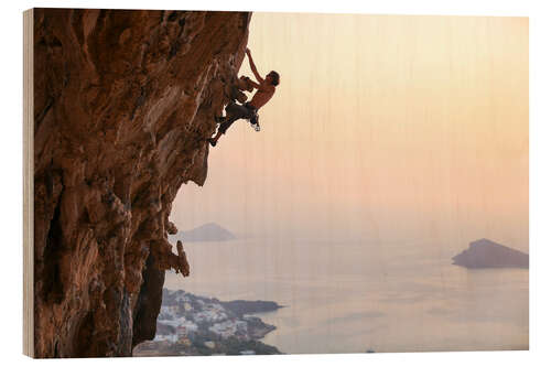 Wood print Climber on Kalymnos - Greece