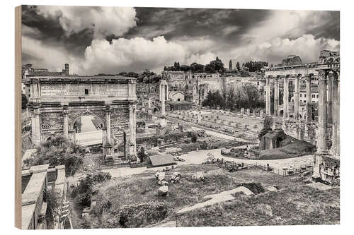 Holzbild Ruinen des Forum Romanum in Rom