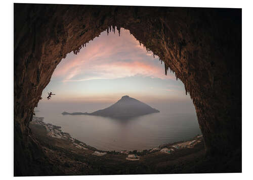 Quadro em PVC Climber on Telendos island at sunset