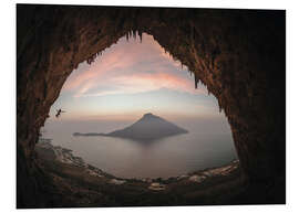 Foam board print Climber on Telendos island at sunset