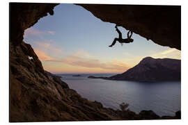 Magnettafel Kletterer in einer Höhle bei Sonnenuntergang