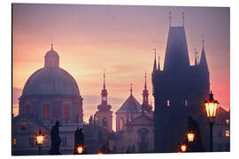 Magnettafel Nebeliger Morgen an der Karlsbrücke in Prag