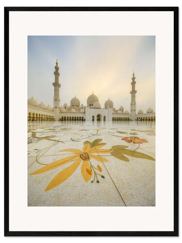 Ingelijste kunstdruk Courtyard of Sheikh Zayed Grand Mosque