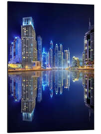 Aluminium print Dark blue night - Dubai Marina bay