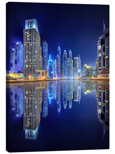 Canvas print Dark blue night - Dubai Marina bay