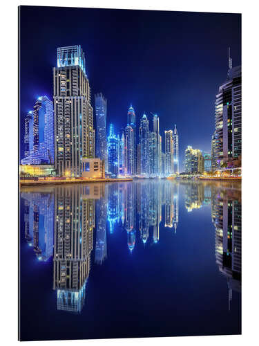 Gallery print Dark blue night - Dubai Marina bay