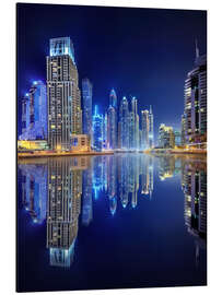 Magnettafel Dunkelblaue Nacht - Dubai Marina Bucht