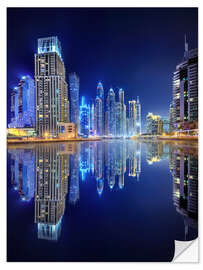 Vinilo para la pared Dark blue night - Dubai Marina bay