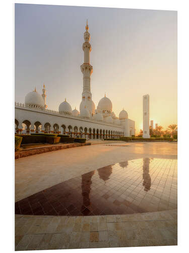 Tableau en PVC Mosquée Cheikh Zayed sous une lumière dorée