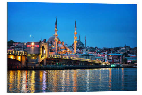 Aluminium print Galata Bridge at night in Istanbul