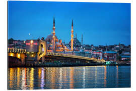 Quadro em plexi-alumínio Galata Bridge at night in Istanbul