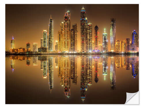 Naklejka na ścianę Reflections in Dubai marina bay