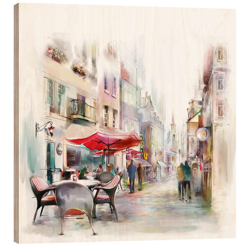 Tableau en bois Scène de café parisien