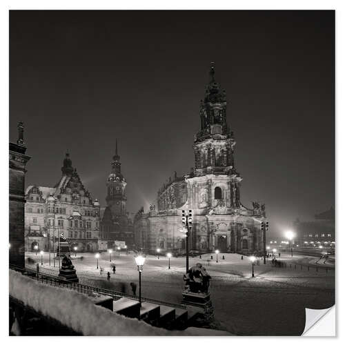 Selvklebende plakat Dresden Hofkirche in winter