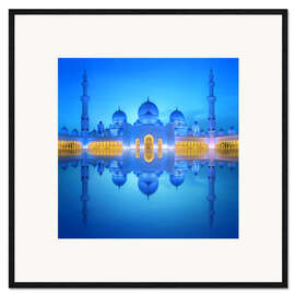 Impression artistique encadrée Mosquée Cheikh Zayed bleue
