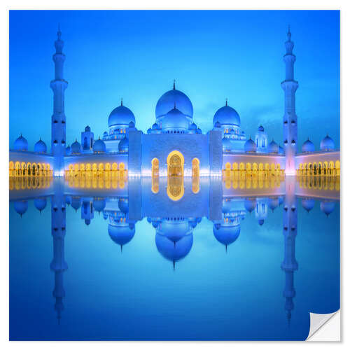 Adesivo murale Gran Moschea dello Sceicco Zayed in blu