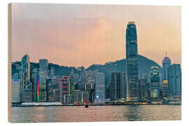 Wood print Skyline of Victoria Harbor, Hong Kong