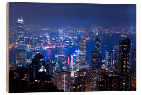 Wood print View of Hong Kong from Victoria Peak