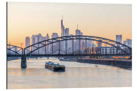 Magnettafel Frankfurter Stadtzentrum bei Sonnenuntergang