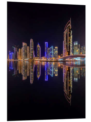 Foam board print Dubai marina at night