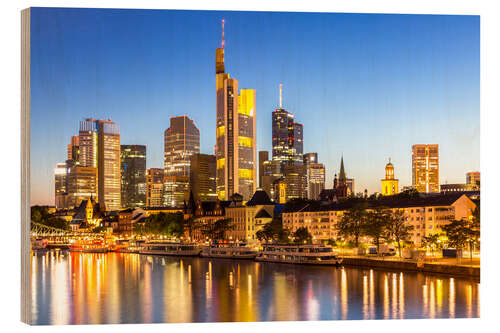 Wood print Frankfurt skyscraper skyline