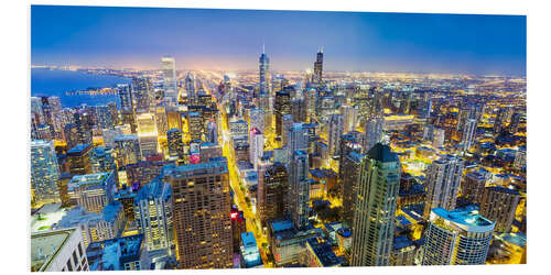 Foam board print Night view of Chicago