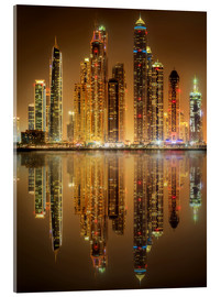 Akryylilasitaulu  Lighting the Dubai Marina Bay