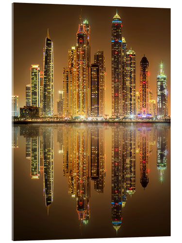 Acrylic print Lighting the Dubai Marina Bay